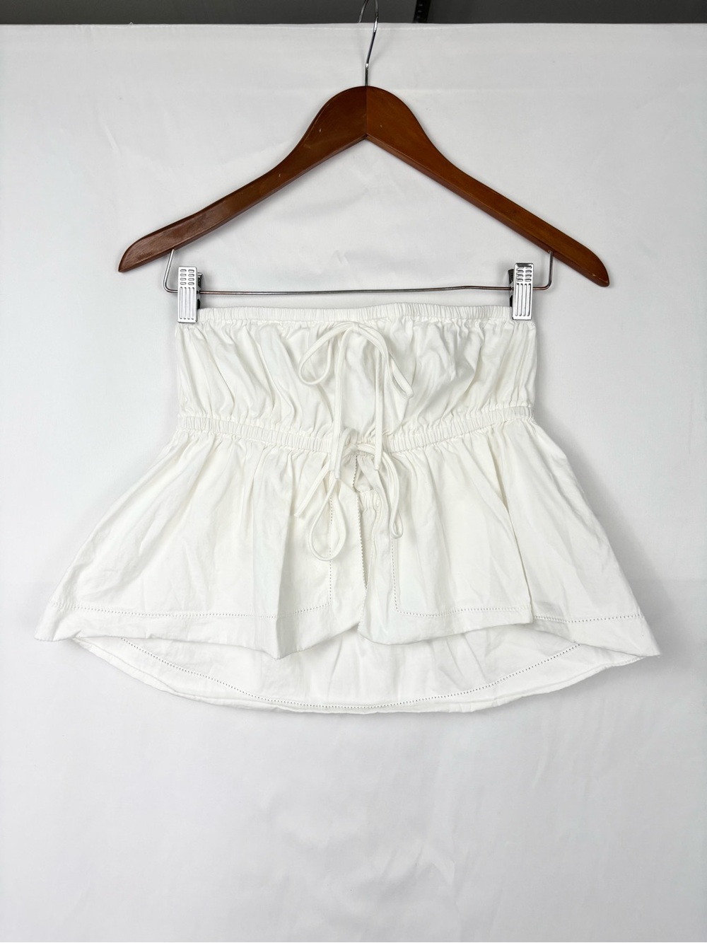 Reformation Rowen Top White Strapless Bow Size 8 Peplum Boning